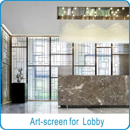Modern Chinese metal room partition color decoration stainless steel cutting screen partition