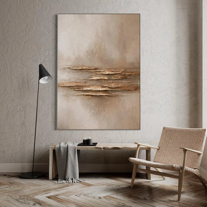 Mhemyo Large White and Gold Abstract Oil Painting Textured Minimalist Wall Art Handmade Luxury Canvas Modern Neutral Home Decor