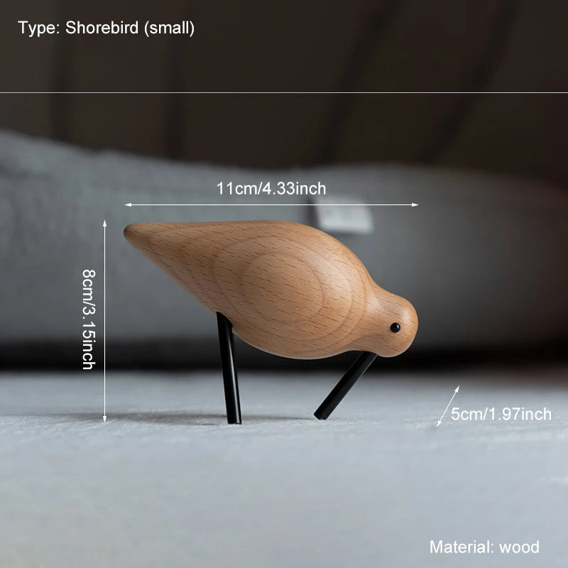 Nordic Style Wooden Short Bird Ornaments Creative Abstract Animal Statues Home Decor Bird Sculpture Living Room Desktop Crafts