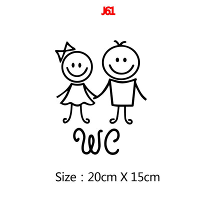 1 pc Cartoon Style Toilet and WC wallpaper Waterproof Wall Stickers Home Decor For washroom bathroom door Vinyl Art Decal