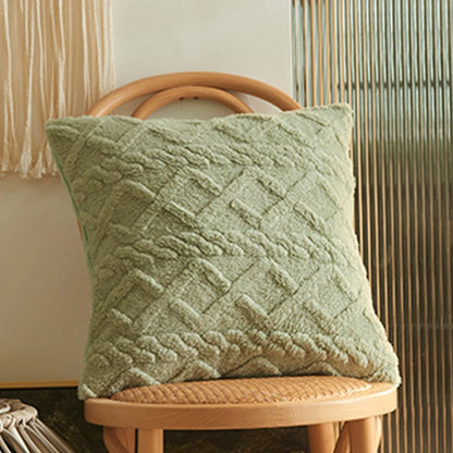 CANIRICA Throw Pillow Cover Cushion for Indoor Sofa Geometric Patterns Plush Faux Wool Pillow Covers Home Decorative 50x50cm