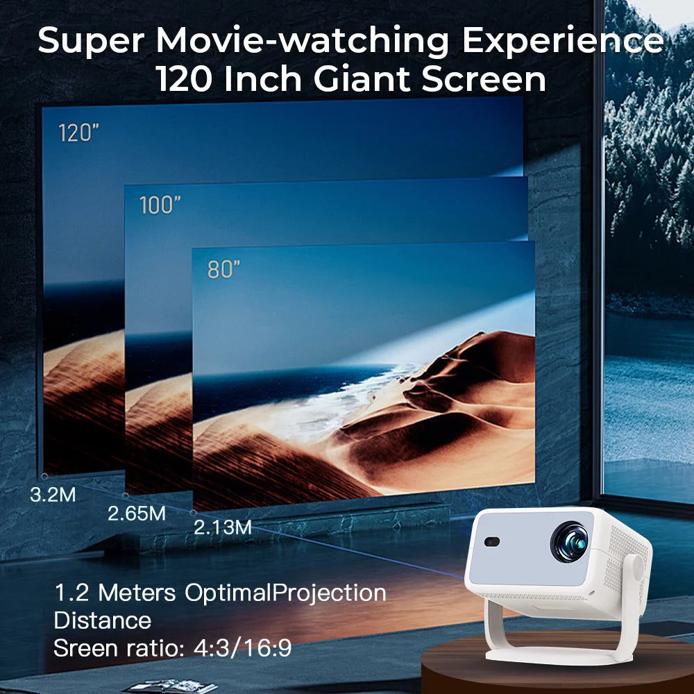 LynCast L018 Home Projector 800ANSI Native 1080P 8K Support Android 14 WiFi6 BT5.4 Portable Movie Projector with 360° Correction