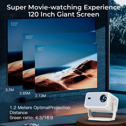 LynCast L018 Home Projector 800ANSI Native 1080P 8K Support Android 14 WiFi6 BT5.4 Portable Movie Projector with 360° Correction