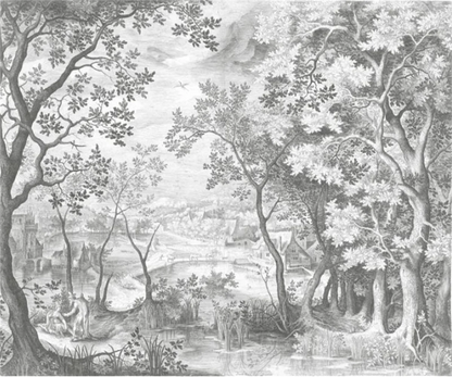 Customized French Wallpaper TV Background Wall Wallpaper Hand Drawn Black and White Forest Living Room Bedroom Papier Peint