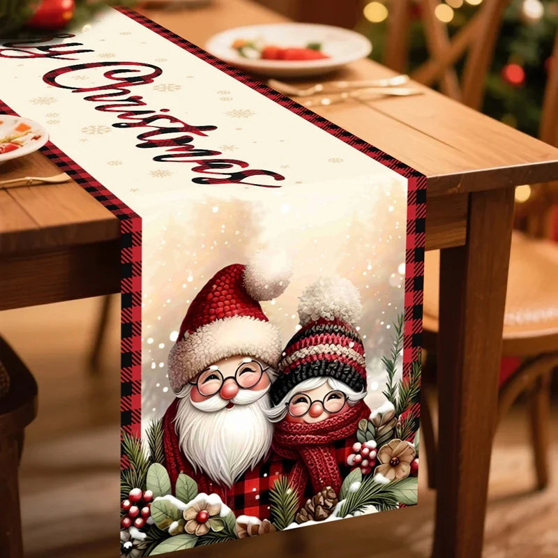 Santa Claus Christmas Table Runner Merry Christmas Decoration for Home 2025 Xmas Party Table Decor Navidad Noel New Year 2026