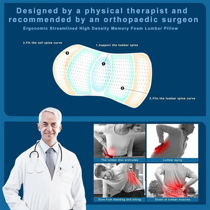 Memory Foam Lumbar Support Pillow for Lower Back Pain Relief for Car Seats, Office Chairs, Gaming Consoles,Sofas,Recliners,Beds
