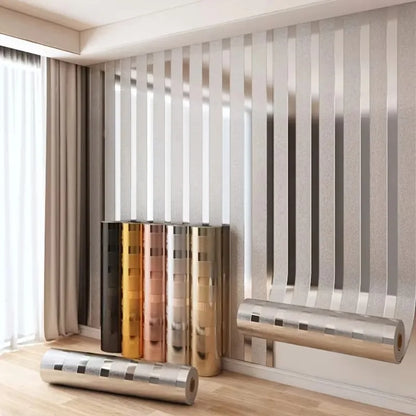 Modern Gold Striped Peel and Stick Wallpaper Shimmering Metallic Design for Bedroom Accent Wall Living Room Furniture Renovation