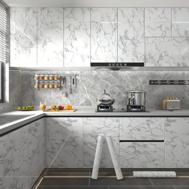 Marble Pattern Wallpaper, Self Adhesive Wall Sticker, Waterproof & Oil-proof Wall Decal, Wall Decor for Home Kitchen Living Room