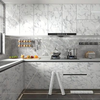 Marble Pattern Wallpaper, Self Adhesive Wall Sticker, Waterproof & Oil-proof Wall Decal, Wall Decor for Home Kitchen Living Room