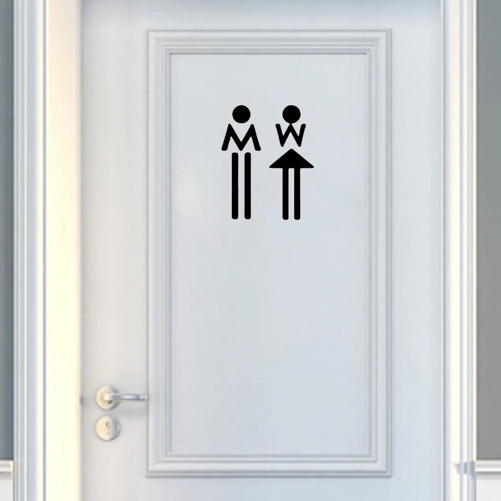 1 pc Cartoon Style Toilet and WC wallpaper Waterproof Wall Stickers Home Decor For washroom bathroom door Vinyl Art Decal