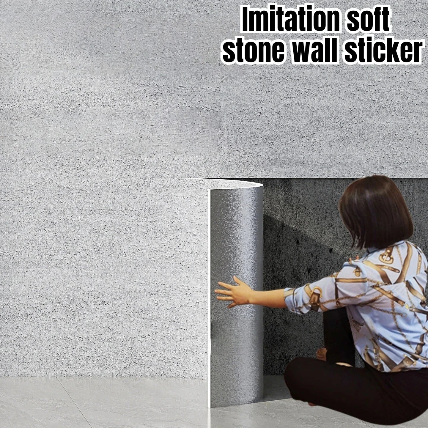 Stone Textured Imitation Roman Travertine Slate Wallpaper Self Adhesive Thickened Stretchable Flexible Wall Sticker Decoration.
