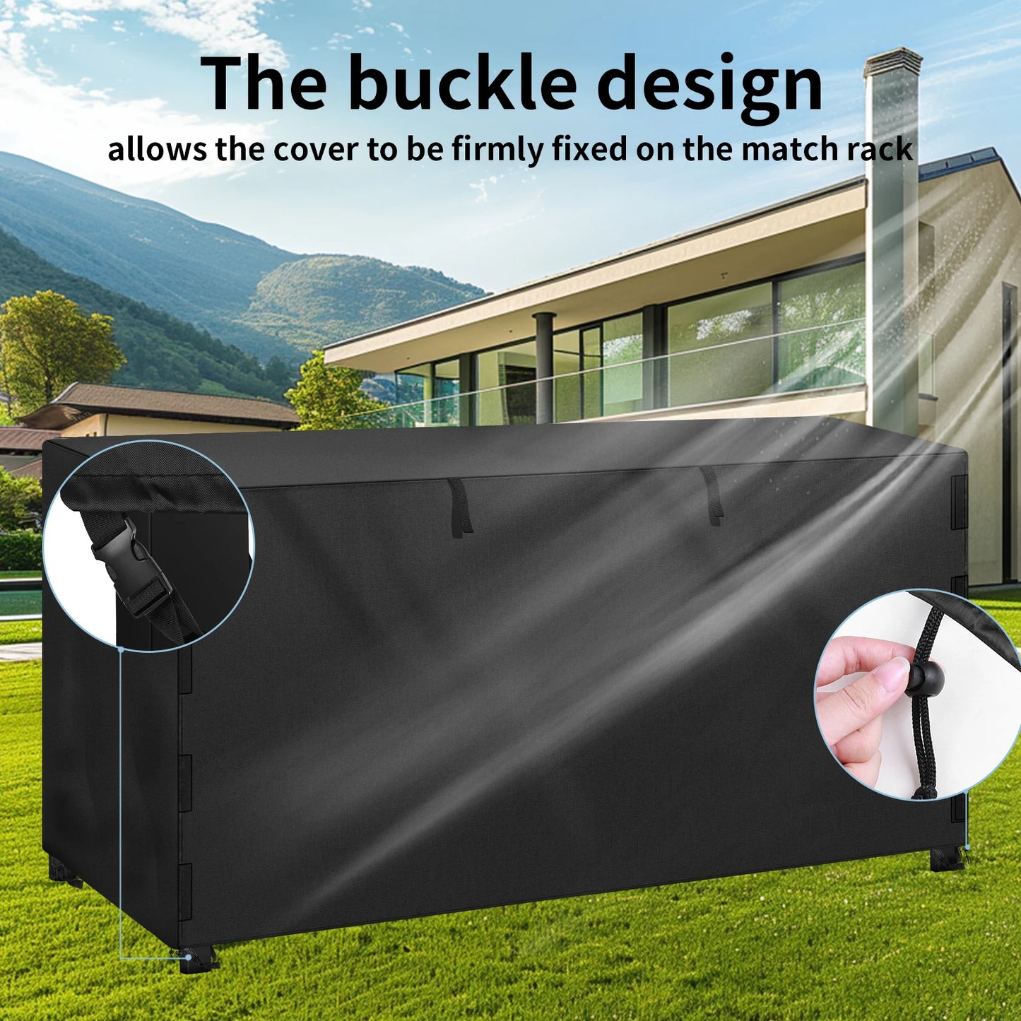 Outdoor Firewood Rack Cover with Storage Bag Heavy Duty Waterproof Rack Cloth for Fireplace Fire Pits Wood Pile Storage Cover