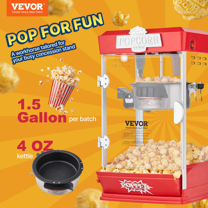 SucceBuy 4Oz Popcorn Maker Commercial Popcorn Machine Countertop Popcorn Maker Includes Tabletop Popcorn Maker 1.5 Gal per Batch