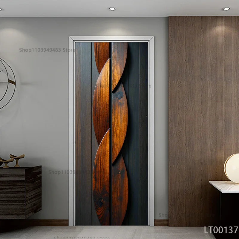 Wood Texture Series Waterproof Self-Adhesive Wallpaper Art Mural Stickers for Decor Door Cabinet Closet Ornamental Stickers