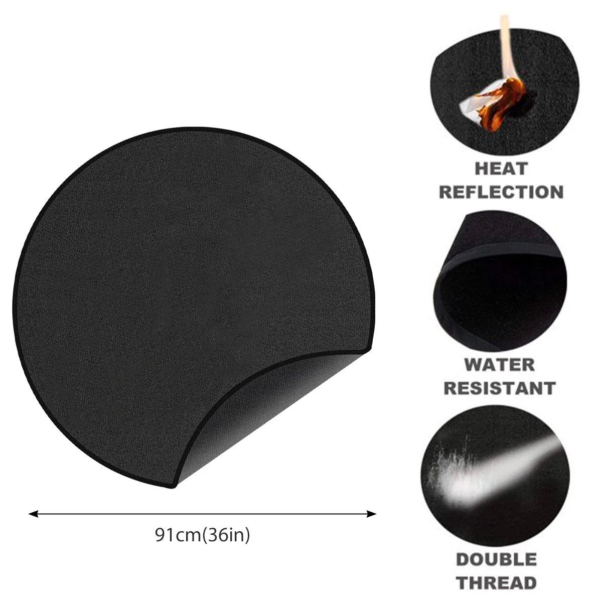 Grill Pad Mat Fire Pit Mat For Outdoor Bbq Round Stove Fire Mat Three Layered Thickened Fireproof Stove Fire Mat For Deck