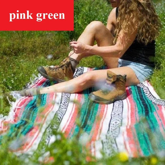 Mexico Blanket Rug Mat Geometry Woven Tassels Shawl Beach Picnic Mat Yoga Cotton Living Room Kitchen Camping, Picnic, Outdoor