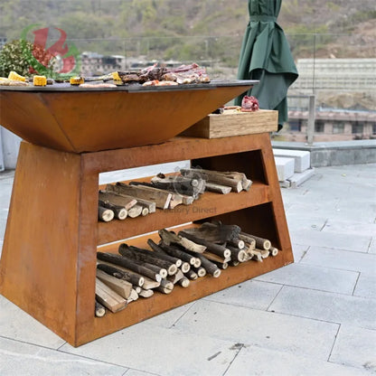 Barbecue Professional Bbq Grill Oven Charcoal Wood Barbecue Grill Corten Steel Fire Pit Bbq Grill
