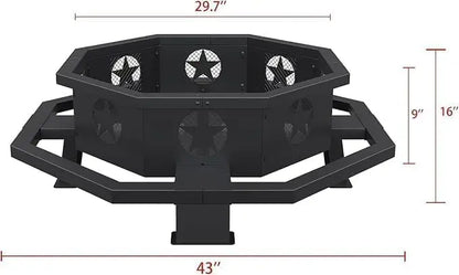 43 inch Large Fire Pit, Outdoor Fire Pit with Heavy Duty truction, Wood Burning Fire Pits for Outside Octagonal Firt