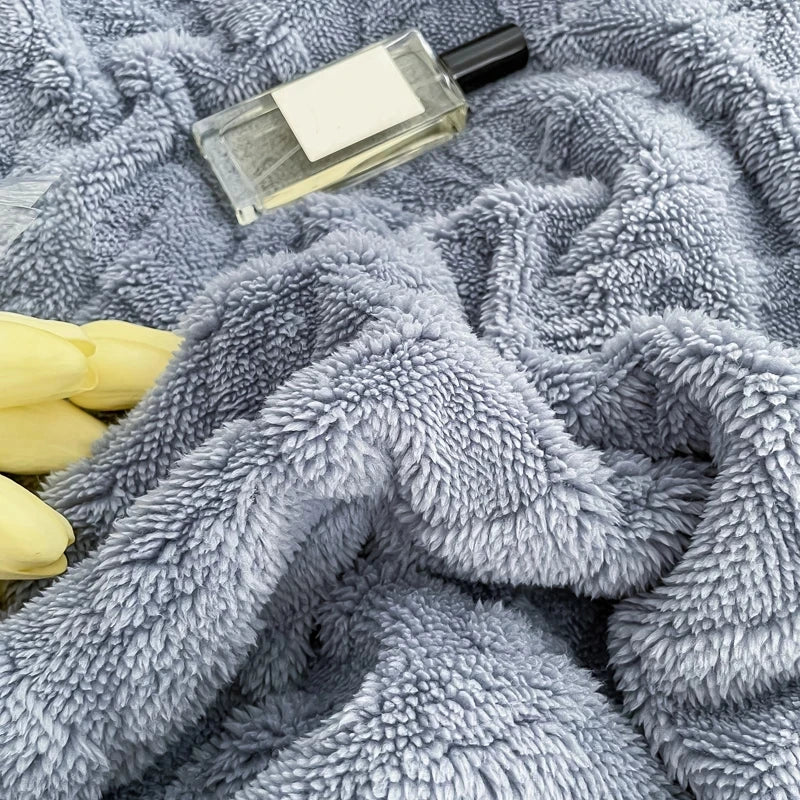Home Thick Bed Blanket Lamb Cashmere Fleece Plaid Blankets Winter Warm Double Sided Throw Sofa Cover Newborn Wrap Kids Bedspread