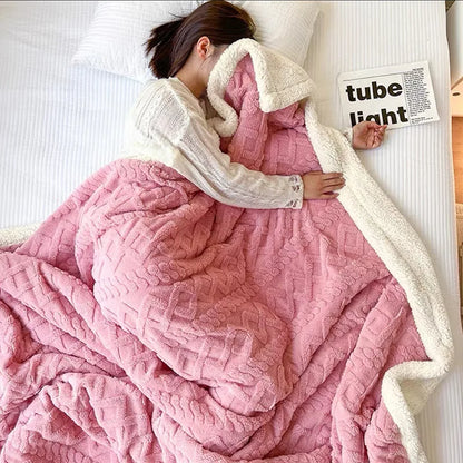 Soft Lamb Fleece Blanket Winter Thick Warm Throw Blanket Solid Color Flannel Blanket for Sofa Bed Office Nap