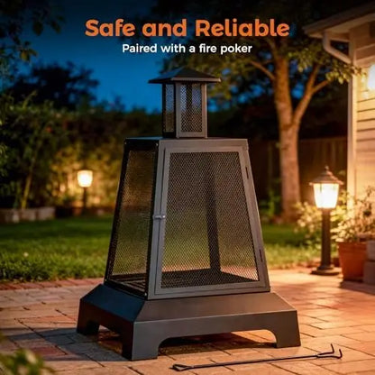 BALI OUTDO 28 inch Fire Pit Outdoor, Outdoor Wood Burning Fire Pit Large, Firts for Outside Patio, Garden, Backyard