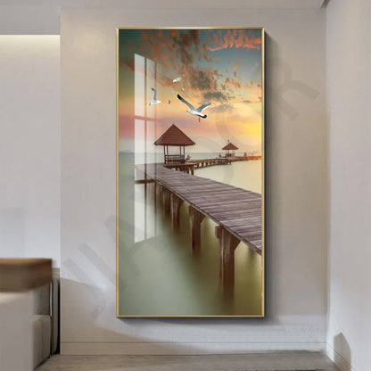 2024 New Living Room Decoration Painting, Dining Room Bedhead Hanging Mural Painting With Lights And Luxurious Lighting