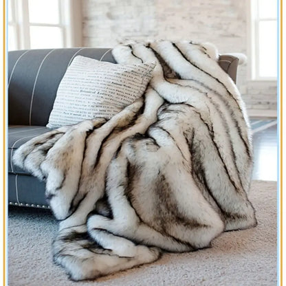 European Style Imitation Fox Blanket Model Room Soft Furnishing Artificial Fur Blanket PV Fleece Blanket Bedside Blanket