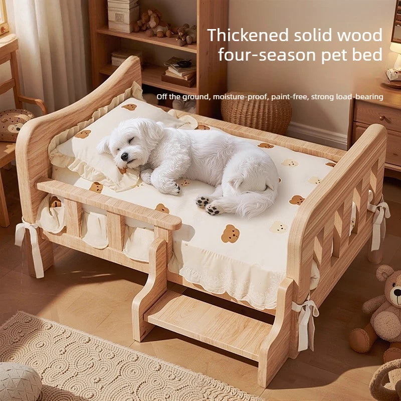 Pet bed, solid wood dog bed, all-season cat bed,pet sleeping sofa,cat bed and dog bed ，cat shelf ，cat condo，wooden cat furniture