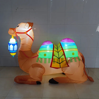 2026 EID Ramadan Decoration Inflatable Camel Outdoor Garden Sculpture Decoration LED Light Eid Mubarak Inflatables Yard