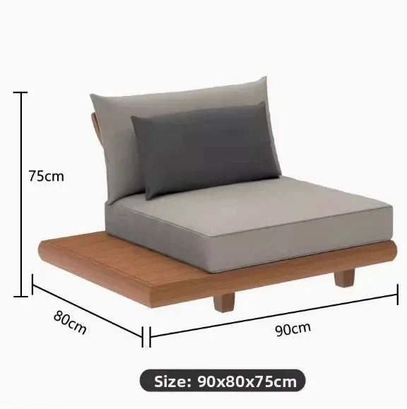 Patio Sofa Set, Made of Imported Teak Wood, Outdoor-grade Waterproof Fabric, Crack-resistant, Suitable for Outdoor Use.