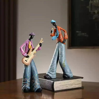 Cute Cartoon Retro Bookshelf Band Characters Figurines - Home Decorative Toys Creative Fashionable Living Room Decor Gifts