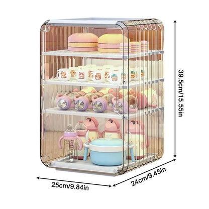 Kids Utensil Organizer Clear Adjustable Storage Rack for Baby Bottles Cups Plates Kitchen Countertop Fridge Dining Cabinet