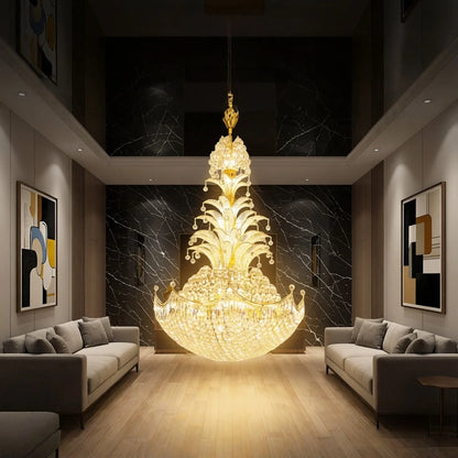 Modern Loft Duplex Villa Living Room Led Crystal Hanging Home Decoration Hollow Mid Floor Light Staircase Long Pendant Light