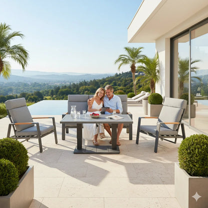 Outdoor Garden Sofa Set Luxury Modern Outdoor Furniture with Aluminum Frame Garden Dining Set & Elegant Patio Furniture