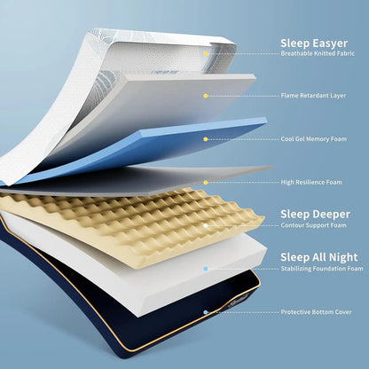 Queen Size Mattress 12 Inch Cooling Gel Memory Foam Mattress for Pressure & Pain Relief Fiberglass Free Firm for Soft, Custom