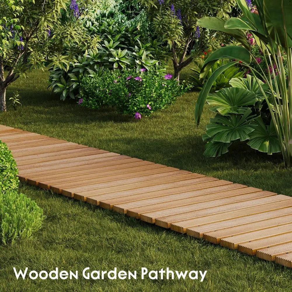 NonSlip Wooden Garden Pathway Decorative Solid Wood Outdoor Walkway Weatherproof Easy Installation Garden Walkway Beach