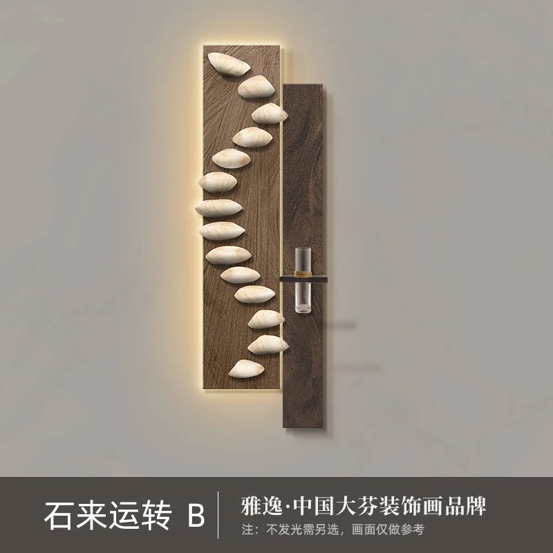 Living room decoration painting, light luxury, high-end feeling, background wall hanging painting, hanging painting wall lamp