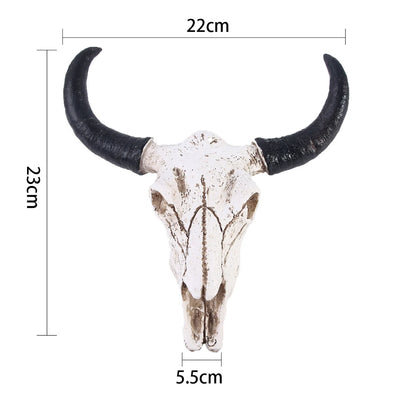Resin Longhorn Cow Skull Head Wall Hanging Decorations Retro Bull Skull Ornaments 3D Animal Horns Sculpture Figurines Crafts