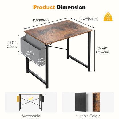 JHK 31IN to 55IN Computer Office Desk Writing Study Office Gaming Table with Storage Bag Metal Frame Wood Tabletop Easy Assembly