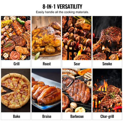 SucceBuy Portable Charcoal Grill Propane Gas Grills with Cover and Cart Heavy Duty Iron BBQ Grill for Outdoor Cooking Barbecue