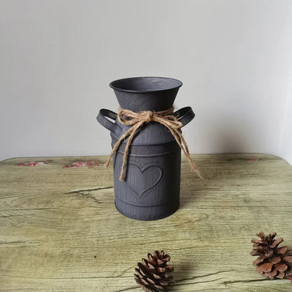Trendy Design Flower Vase Rustic Farmhouse Vase Metal Galvanized Milk Can Tin French Country Vase Bucket for Home Decor