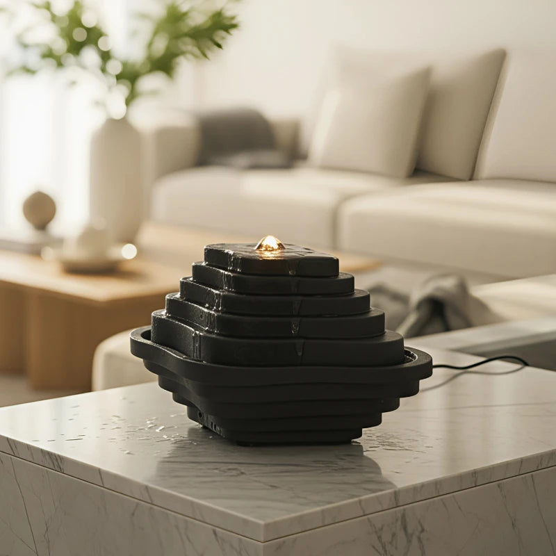 Indoor Landscape Tea Room Fountain Ornament Circulating Water Light Luxury High-end Living Room Hotel Shop Opening Gift