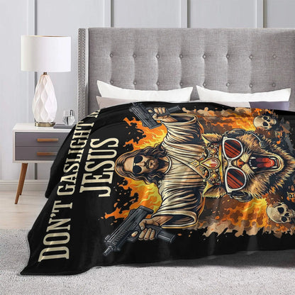 Don't Gaslight Me Jesus Blanket Flannel Dungeon Crawler Carls Lightweight Thin Throw Blankets for Bedding Bedroom Bedding Throws