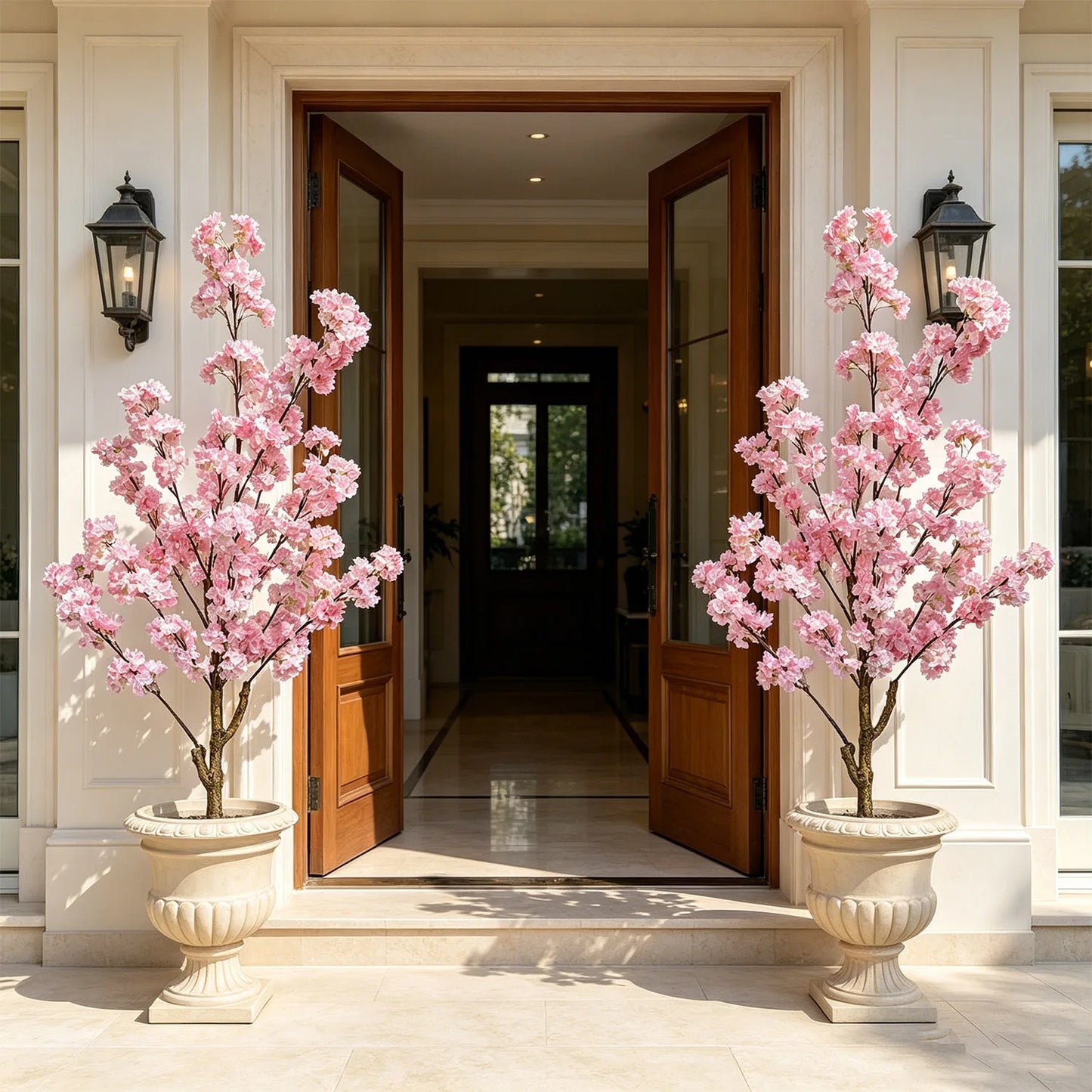 120-180cm Artificial Pink Cherry Tree Blossom Indoor Outdoor Fake Plant for Home Garden Living Room Decoration Wedding