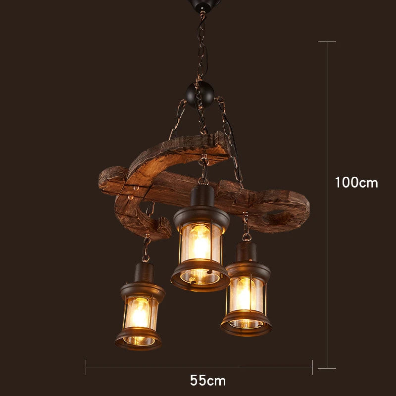 Rustic Lamp Coffee Bedroom Dining room Industrial Decor loft chandeliers Solid Retro Wood lamp suspension luminaire industrial