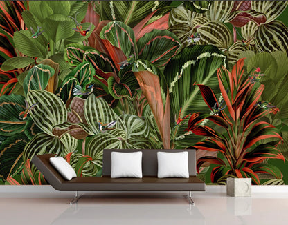 Custom Wallpaper European Style Retro Plants Flowers Forests Hummingbird Mural Bedroom Living Room Background Wall Wallpaper