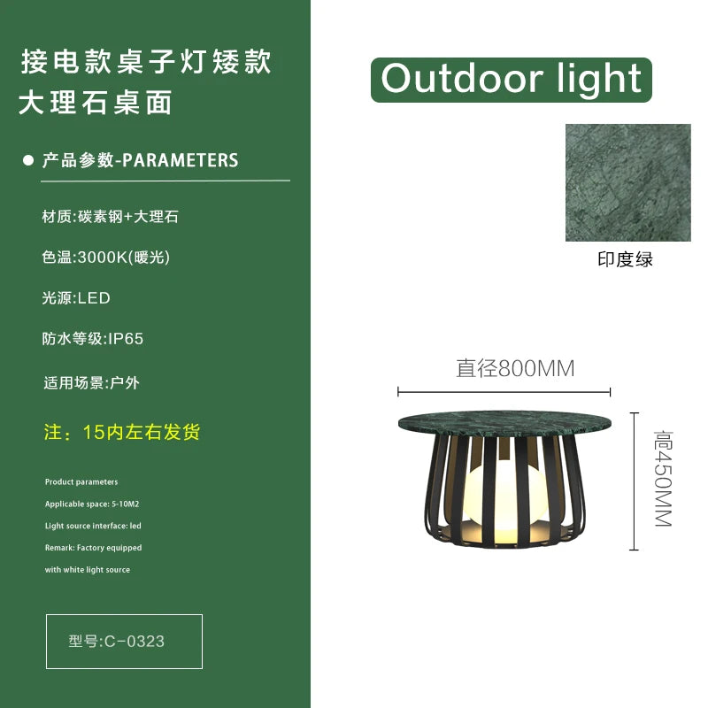 Solar waterproof courtyard outdoor table terrace floor-to-ceiling coffee table