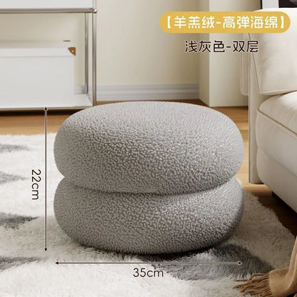 Living room small stool lamb wool bench household round stool Internet celebrity children sofa stool low stool simple pier shoe