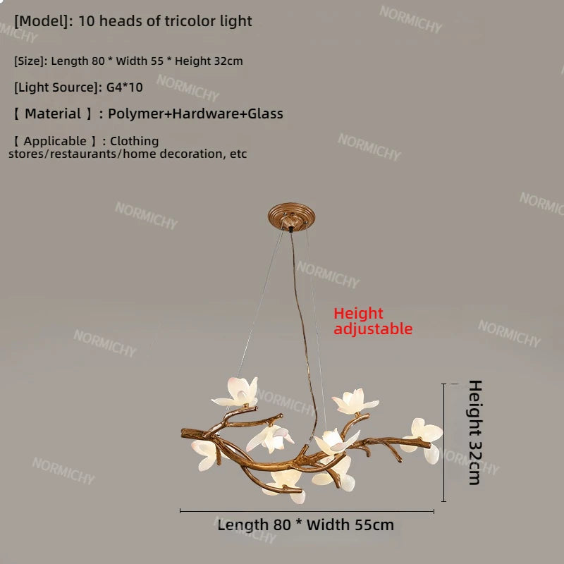 Living Room Lamp Creative Lotus Restaurant Lamp Wabi Sabi Style Zen Tea Room Homestay Decoration Tree Branch Pendant Light