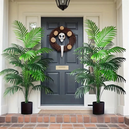 24 Leaves Areca Palm Artificial Plants Trees in Pot Plastic Green Fake Plant Tree Bonsai for Room Home Indoor Outdoor Decoration